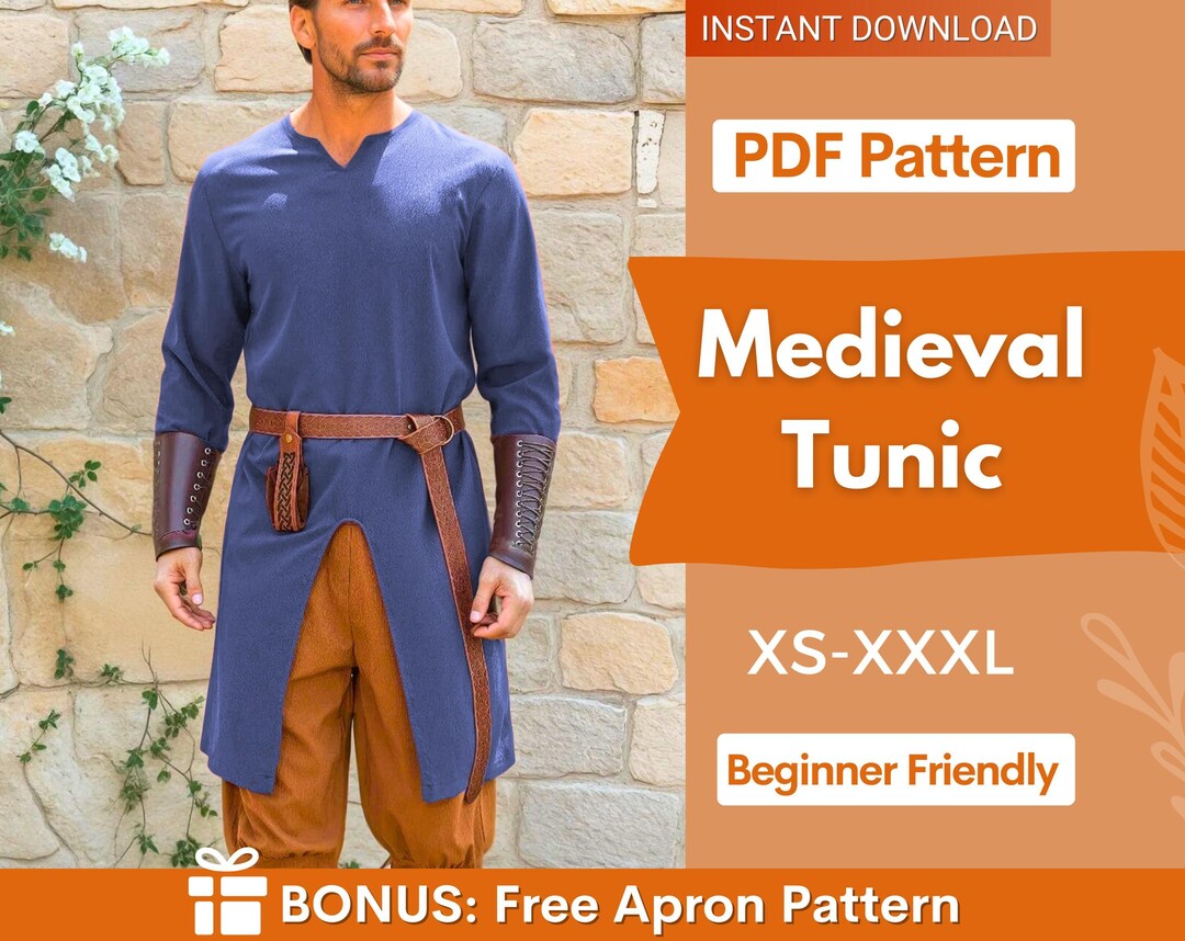 Medieval Tunic Sewing Pattern For Men Medieval Shirt Pattern Mens 