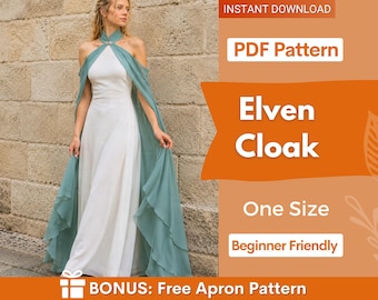 Elven Cloak Sewing Pattern, Cape Pattern, Medieval Pattern, Renaissance Fair Pattern, Medieval Cape, Cosplay Costume, Fantasy Pattern