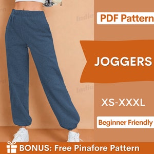 Easy Joggers Pattern, Jogger Sewing Patterns, Sewing Pattern Pants Women, Easy Joggers, Gym Pants, Sweatpants, Jogger Trouser Sewing Pattern