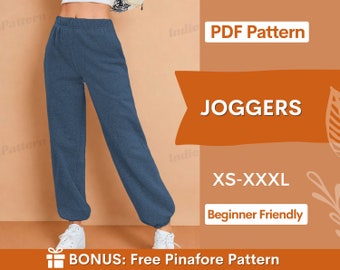 Easy Joggers Pattern, Jogger Sewing Patterns, Sewing Pattern Pants Women, Easy Joggers, Gym Pants, Sweatpants, Jogger Trouser Sewing Pattern