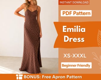 Emilia Maxi Dress Sewing Pattern | Women Dress Pattern | Dress for Women | Sewing Patterns | Women Patterns | Prom Dress | Open Back Dress
