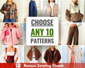 Choose Any 10 Patterns, Sewing Patterns Bundle, Women Sewing Patterns, Men Patterns, Beginner Sewing Patterns, Dress Pattern, Skirt Pattern