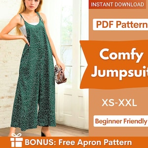Jumpsuit Pattern | XS-XXL | Overalls pattern | Jumpsuit Sewing PDF Pattern |Women&#39;s Jumpsuits | Dungaree Pant Loose Trouser | Sewing Pattern