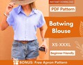 Shirt Sewing Pattern | Blouse Pattern | Women Sewing Pattern | Top Pattern | Beginner Sewing Pattern Top Blouse | Batwing Blouse Top Shirt product logo