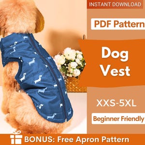 Dog Vest Sewing Pattern, Dog Pattern, Dog Sewing Pattern, Dog Coat, Pattern for dog, Dog Jacket Pattern, Dog Top Pattern, Dog Garment