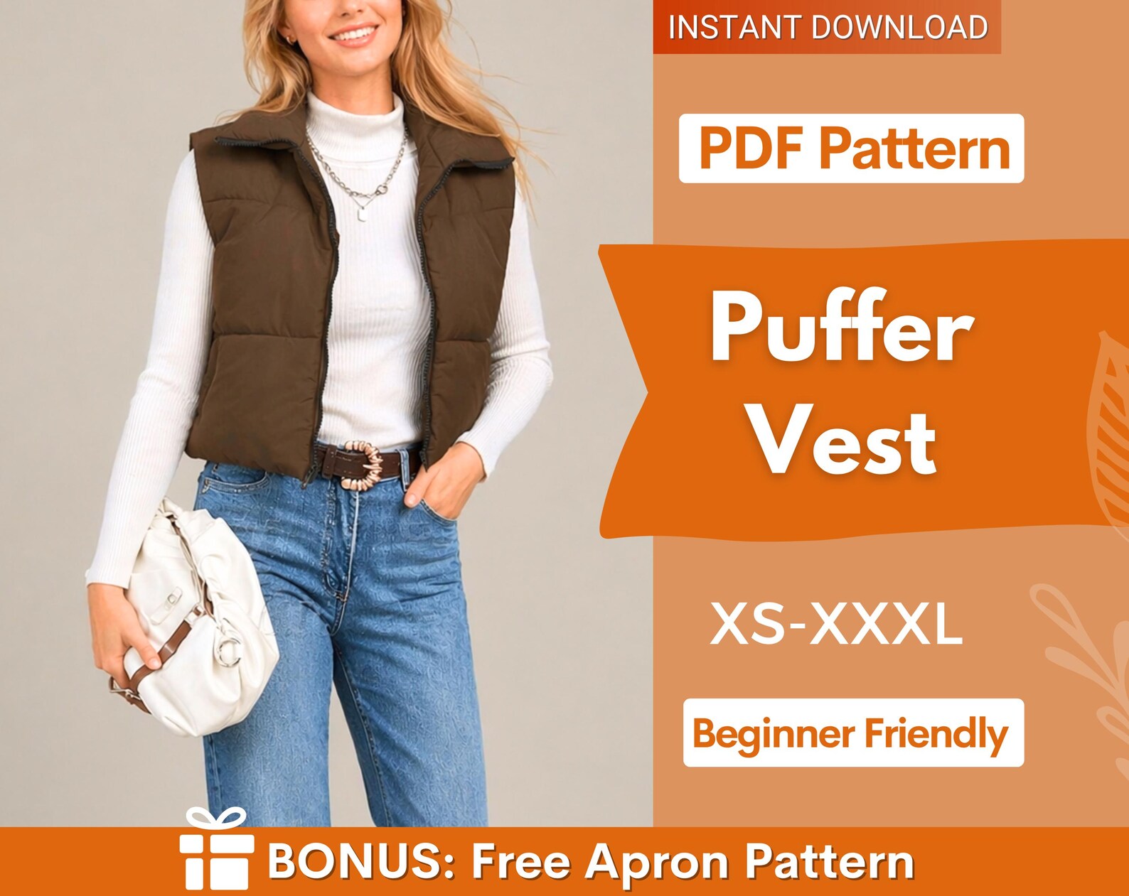 Puffer Pattern Puffer Vest Sewing Pattern | Puffer Vest | Jacket Pattern | Sewing ...
