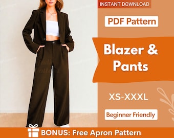 Sewing Pattern for Women | Pants Pattern | Blazer Pattern | Trouser Pattern | Sewing Patterns | Women Pants Pattern PDF, High Waist Pants