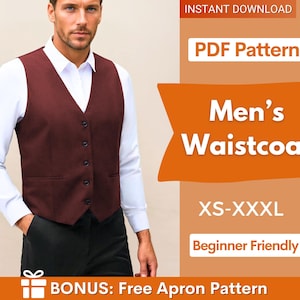 男性用ウエストコートの縫製パターン | 男性用ベストの縫製パターン | 男性用ウエストコート | 男性用ベストの縫製パターン | 男性用トップスのパターン、男性用スーツのパターン