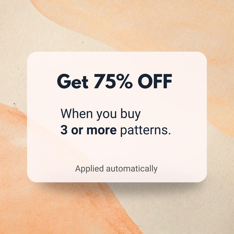 a white card with the text get 75 % off when you buy 3 or more