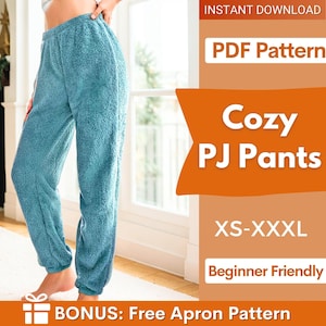Cozy Pajama Pants pattern, Pajama Pattern, PJ Pants pattern, Pyjama Pattern, Lounge Pants Sewing Pattern PDF, Sewing Pattern for Women