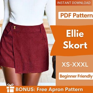 Cartamodello per gonna-pantaloncini / Cartamodello per gonna-pantaloncini / Cartamodello per minigonna / Cartamodello per pantaloncini / Gonna da donna / Cartamodelli per cucire / Cartamodelli da donna