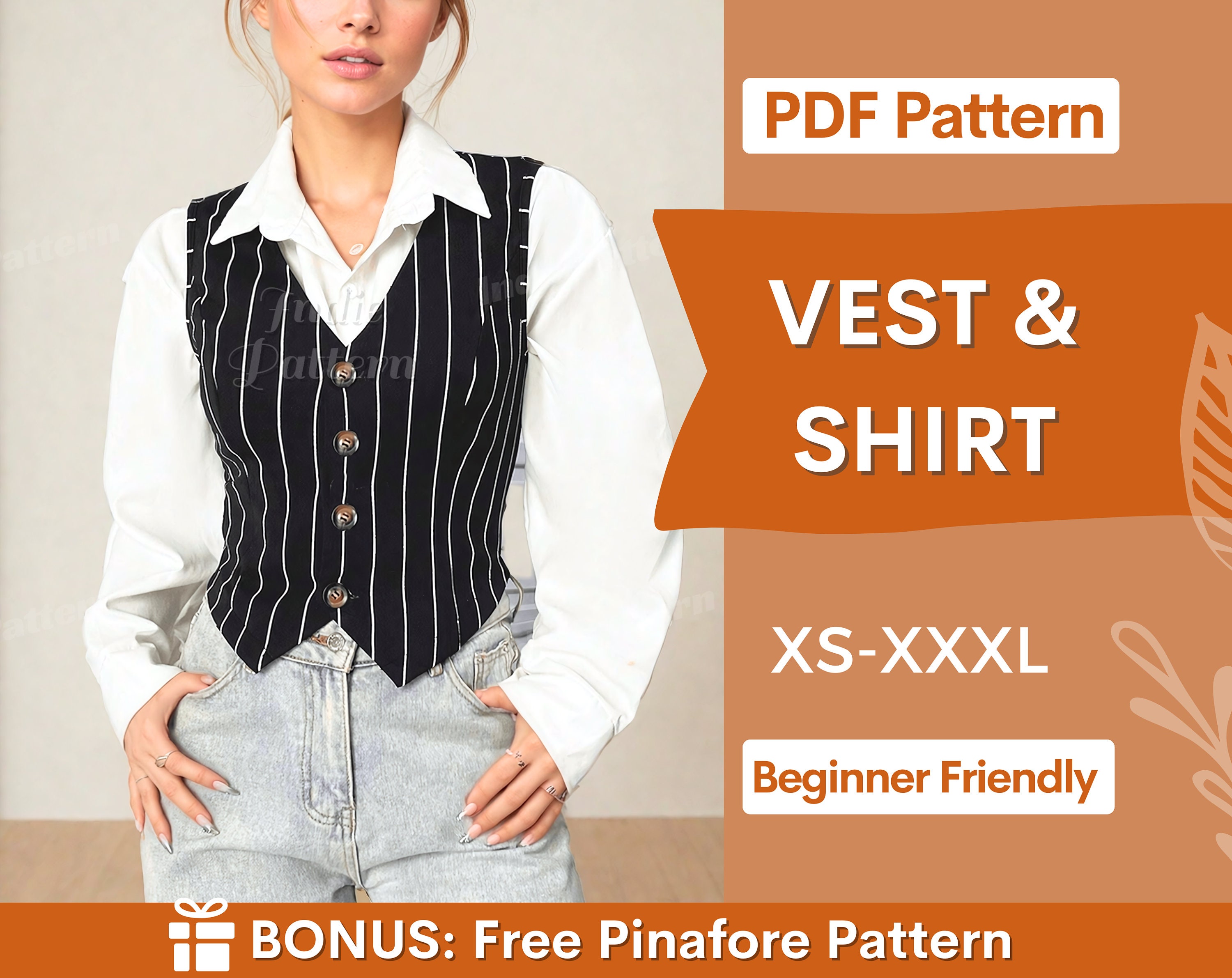 Vest Shirt Sewing Pattern Sewing Pattern for Women Sewing Patterns Vest Pattern Shirt Pattern Sewing Patterns Waistcoat Pattern Etsy