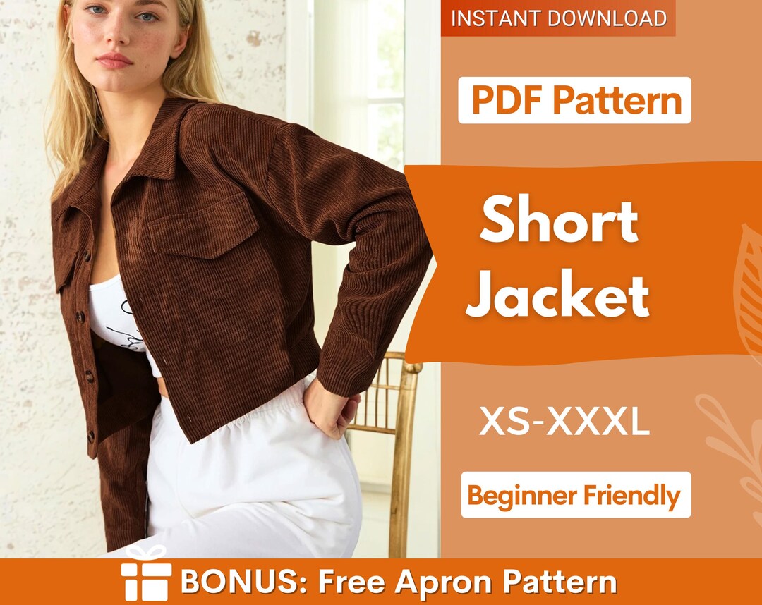 Jacket Sewing Pattern for Women, XS-XXXL, Women Jacket, Shirt Jacket ...