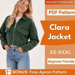 Clara jacka sömnadsmönster, mönster med dragkedja, damjacka sömnadsmönster, beskuren jacka, kort jacka, dammönster med dragkedja