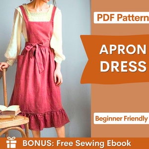 Pinafore Dress Pattern - Apron Pattern PDF For Women - Vintage Women Fancy Apron - Sewing pattern - Pinafore pattern - Cottage Dress pattern