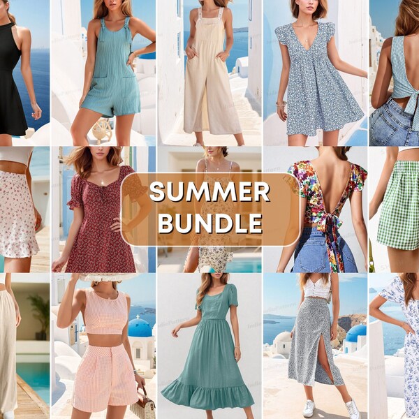 Sommermuster-Bundle | Frauenmuster | Kleidermuster | Overall-Muster | Schnittmuster für Hosen | Rock-Schnittmuster | Shorts-Muster