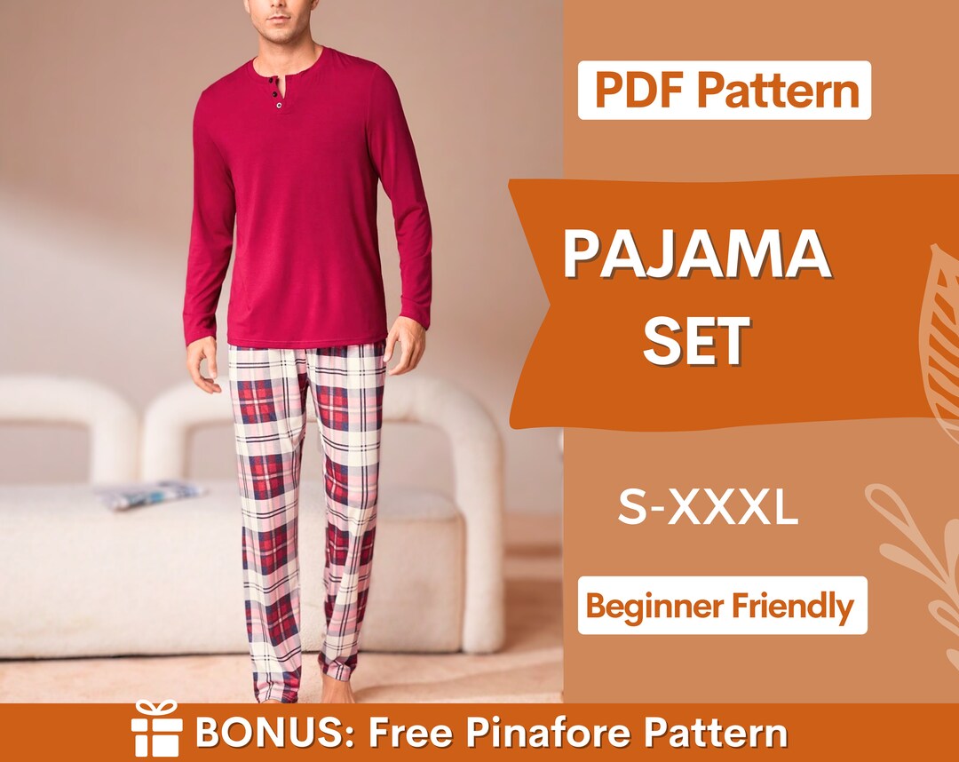 Men Pajama Set Pattern, Pajama Pattern for Men, Pajama Pants Pattern