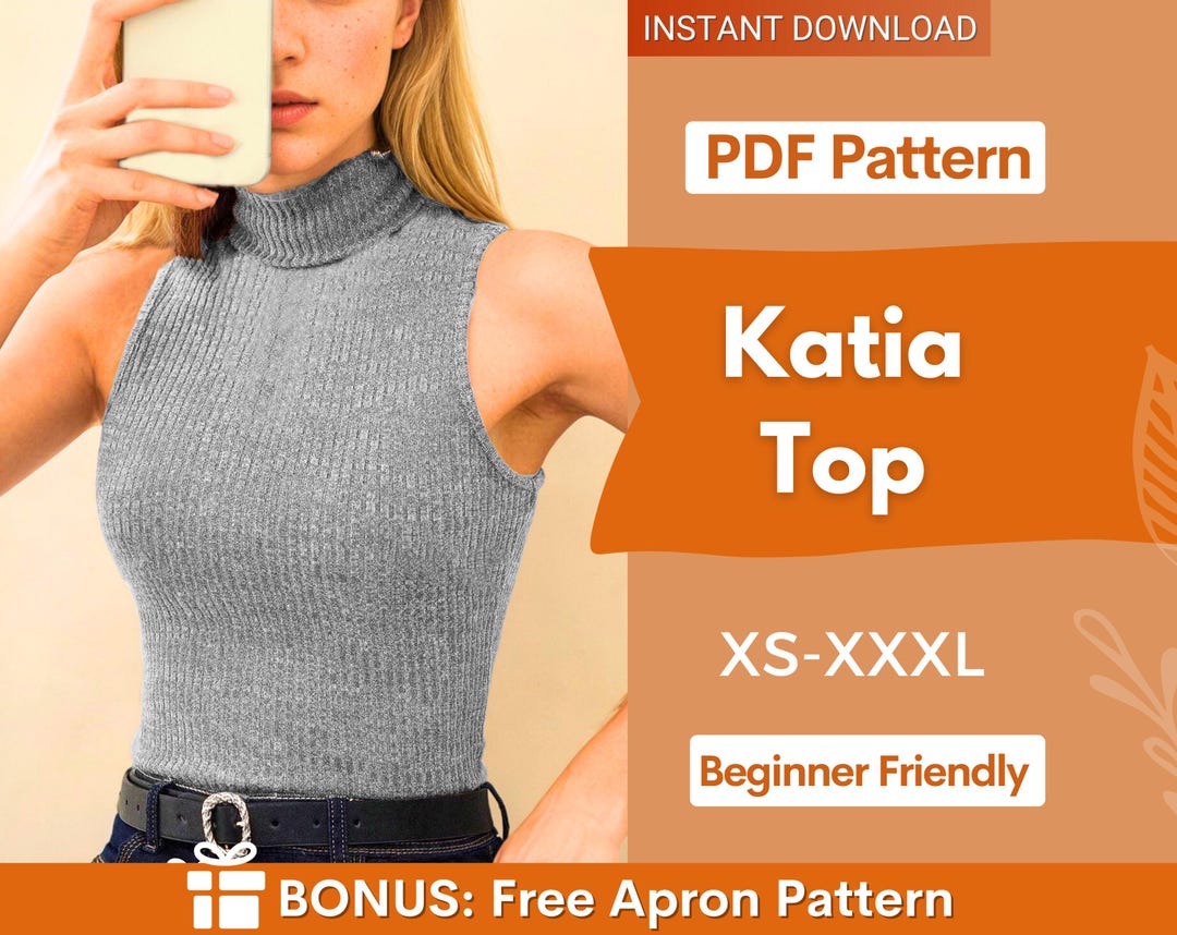 Tank Top Sewing Pattern | Mock Neck Top Pattern | Women Sewing Pattern ...