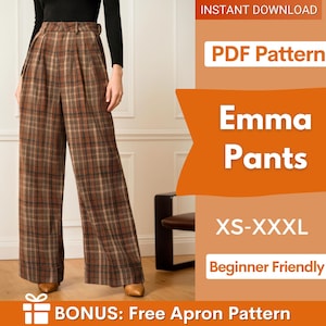 Schnittmuster Hosen für Frauen | Schnittmuster | Hosen-Schnittmuster | Hose mit geradem Bein Schnittmuster | Schnittmuster Damen Hose Hose