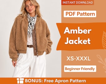 Jacket Sewing Pattern for Women, Women Sewing Pattern, Jacket with Lining, Zip Up Jacket, Beginner Sewing Pattern, Pattern Jacket Coat