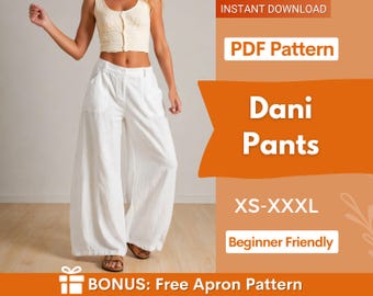 Pants Sewing Pattern for Women | XS-XXXL | Sewing Patterns | Trousers Pattern | Loose Wide Leg Pants Pattern | Summer Pants Women