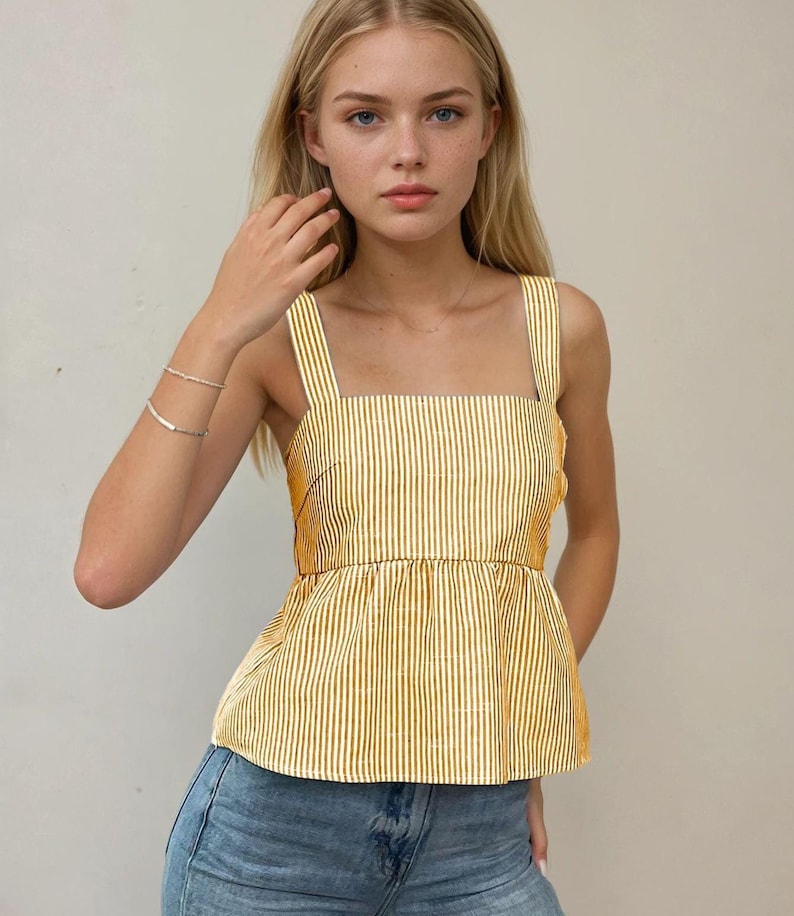 Back Tie Top Sewing Pattern, Women Sewing Pattern, Peplum Top Pattern ...