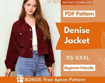 Jacket Sewing Pattern | Women Jacket Pattern | Sewing Patterns for Women | Button Jacket | Coat Pattern | Winter Sewing Pattern PDF Sewing