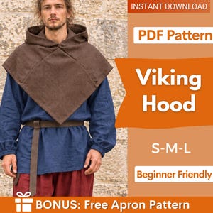 Viking Hood Sewing Pattern, Cape with Hood Pattern, Cape Pattern, Capelet Pattern, Medieval Dress Pattern, Cosplay Cloak Sewing Pattern