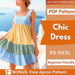 Dress Pattern | XS- XXXL | Dress PDF Sewing Pattern | Pinafore Dress Pattern | Beginner Pattern | Women Sewing Pattern | Easy dress pattern