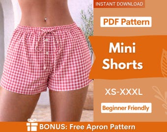 Wykrój na krótkie spodenki | Wykrój na krótkie spodenki damskie | Wykrój na krótkie spodenki dla początkujących | Szorty z gumką w pasie | Wykroje na krótkie spodenki | Łatwe szorty