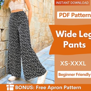 Broekpatroon voor dames | Naaipatroon broek wijde pijpen | Patroon zomerbroek | Naaipatronen | Naaipatroon dames | Broek met hoge taille