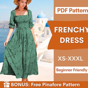 Frenchy Dress Pattern | Sewing Patterns | Milkmaid Dress Pattern | Cottagecore dress pattern | Prom Dress Pattern | Women Sewing Pattern