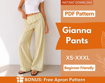 Trendy Pants Sewing Pattern | XS-XXXL | Straight Pants | Pants Sewing Pattern | Low Waist Pants Women Sewing Pattern | Y2K Pants Pattern