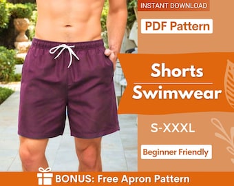 Men Shorts Pattern | Men's Swimwear Sewing Pattern | Instant Download | Sewing Pattern Shorts Men | S-XXXL | Sewing Pattern for Men PDF