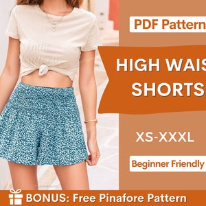 Shorts Pattern | XS-XXXL | Women Shorts Sewing Pattern | Beginner Shorts Pattern | PDF Sewing Pattern | High Waist Wide Shorts Pattern