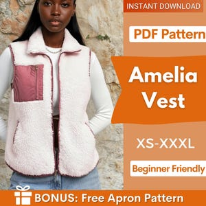 Teddy Vest Sewing Pattern | Sewing Patterns | Women Pattern | Jacket Sewing Pattern | XS-XXXL | Puffer Vest Sewing Pattern for Women