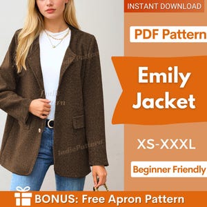 Jacke Schnittmuster | Mantel Schnittmuster | Frauen Schnittmuster | Schnittmuster für Anfänger | Frauen Jacke Mantel Winter Muster, Easy Jacke