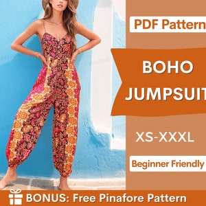 Jumpsuit Sewing Pattern | Dungaree Pattern | Womens Jumpsuit Pattern | Sewing Patterns PDF Patterns | XSS-XXXL | Beginner Sewing Pattern