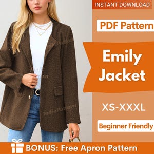Patrón de costura para chaqueta / Patrón de costura para abrigo / Patrón de costura para mujer / Patrón de costura para principiantes / Patrón de chaqueta y abrigo de invierno para mujer, chaqueta fácil