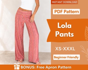 ローラパンツの型紙 | XS-XXXL | トレンディなパンツ | パンツの型紙 | ストレートレッグパンツ | ローウエストパンツ レディース型紙