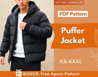 Men Jacket Sewing Pattern, Jacket Sewing Pattern for Men, Men Sewing Pattern, Pattern Men, Puffer Jacket Men Coat Pattern