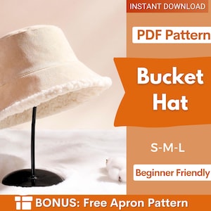 Bucket Hat Pattern, Sun Hat Sewing Pattern, Reversible Bucket Hat, Hat Pattern, Sewing Patterns, Beginner Sewing Pattern Bucket Hat