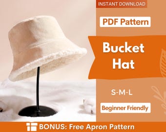 Bucket Hat Pattern, Sun Hat Sewing Pattern, Reversible Bucket Hat, Hat Pattern, Sewing Patterns, Beginner Sewing Pattern Bucket Hat