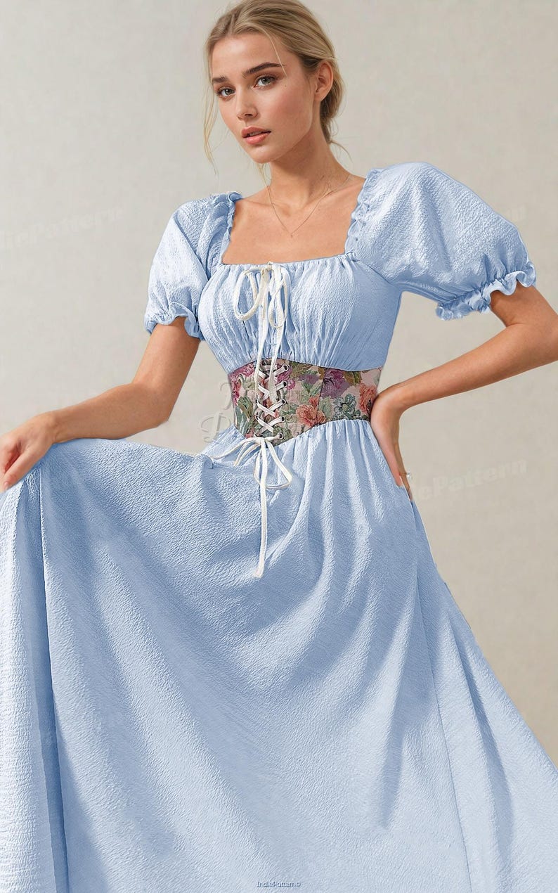 Melkmeisjesjurk en korsetpatronen | Naaipatroon jurk | Patroon Cottagecore-jurk | Patroon korsetjurk | Korsetpatroon | Maxi-jurk afbeelding 3