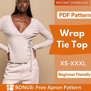 Patron de couture cache-cœur | Motif cache-cœur | Patron de couture femme | Patron de chemisier | Patrons de couture Chemisier femme | Chemisier à nouer Femme