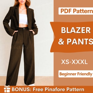 Sewing Pattern for Women Pants Pattern Blazer Pattern Trouser Pattern Sewing Patterns Women Pants Pattern PDF, High Waist Pants zdjęcie 1