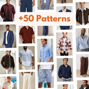 50+ Men Patterns Bundle | Men Sewing Patterns | Men Shorts | Men Jacket | Men Pants | Men Shirt | Patterns for Men | Men Pajamas, Men Hoodie image 3