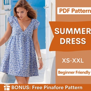 Summer Dress Sewing Pattern | XS-XXL | Summer dress pattern | Easy Dress Pattern | Women Dress Pattern | Dress for women PDF Pattern