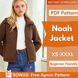 Jacket Sewing Pattern for Women, Women Sewing Pattern, Teddy Jacket, Zip Up Jacket, Beginner Sewing Pattern, Coat Sewing Pattern, Women Coat