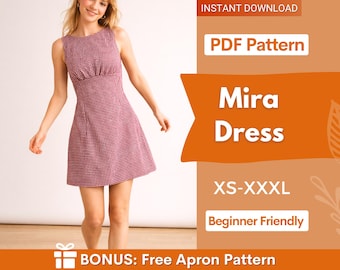 Schnittmuster Minikleid | Frauen Kleid Schnittmuster | Kleider Schnittmuster | Frauen Muster | Schnittmuster | Kurzes Kleid Schnittmuster